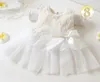 2017 Bébé fille arc robe princesse robe enfants dentelle patchwork robes sans manches fleur fille robe de soirée enfants vêtements de mode