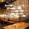 Modern Glass Fly Fish Fish Light Fishes Fishes Chandelier Sala de estar Luz Cristal Cognac Color Peixes Lâmpadas de teto