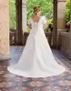 2019 New Plus Size Wedding Dresses Short Sleeve V Neck Beaded Ruffles Chiffon A Line Bridal Gowns Lace up Back Custom Made245m