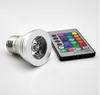 LED RGB電球3W 16色変更3W LEDスポットライトRGB LED電球ランプE27 GU10 E14 GU5.3 24のキーリモコン85-265V