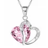 2016 romantisk mångfärgad kristall kärlek hjärta hängen Billiga halsband legering kedja för kvinnor present mode damer smycken