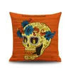 45 CM Crânio Cabeça de Algodão De Linho Fronha Halloween Home Decor Capa de Almofada Quadrado Almofadas Decorativas para Home Car Sofa