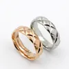 5.7mm 316L Stainless Steel fashion Cross rings cut mesh Jewelry for woman man lover rings 18K Gold-color and rose Jewelry Bijoux no logo