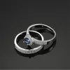 Yhamni Original Natural 100 925 Silver Rings for Women Set Top 1 CT 6mm Blue Gem Cz Diamond Wedding Rings Fine Jewelry R00799161244280490