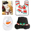 3pcs / set Happy Santa Couverture De Siège De Toilette Tapis Bonhomme De Neige elfe Salle De Bains Ensemble wapiti Décorations De Noël Pour La Maison Ornement De Noël expédition rapide