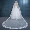 New Soft Tulle Romantic One Layer Flower Applique Edge With Comb Pearls Lvory White Wedding Veil Cathedral Bridal Veils Three Metres Long