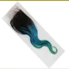 1BBLUETEAL MALAYSIAN OMBRE HÅR BUNDLAR MED 44 BODY WAVE LACE STÄNGNING 3st.