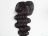 Brasilianska Human Virgin Hair Extension Lace Front Grade 7a Hårprodukt Obehandlad Naturlig Black Body Wave 4 * 4Inch Lace Closure
