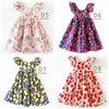 Ins Abito da spiaggia in cotone in ciliegio in ciliegio Girls Abito da spiaggia Floreale Bambino Summer Summer Backless Halter Dress Bambini Vintage Abiti da fiori Vintage 12Colors