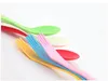 60 stks / partij Gratis Verzending 6 Kleuren Plastic Lepel Vorkmes Camping Wandelen Gebruikersvoorwerpen Spork Combo Travel Gadget Bestek