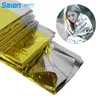 Аварийные термические одеяла Mylar + Бонусная подпись Gold Foil Space Одеяло: Предназначен для на открытом воздухе, походы, выживание, марафонов или первой помощи