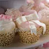 Darmowa Wysyłka 120 sztuk Laser Cut Pearl Papier Koronki Cupcake Wrapper Wedding Party Prysznic Cupcake Pakiet Dostawy