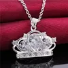 Ny ankomst LMperial Crown Pendant Halsband Vit Ädelsten Sterling Silver Pläterad Halsband STSN579, Fashion 925 Silver Necklace Factory