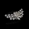 Beste deal luxe kristal bruid hoofdtooi trouwjurk accessoires bruids haar sieraden Vrystal bloem haar kam groothandel prijs DHF803