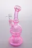 Chegada Nova rosa bongs simples artesanal tubulações de água de vidro Fab cachimbo Recycler Oil Rigs Bongs gaiola perc