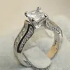 SZ 5-11 Victoria Wieck Women Luxury Jewelry 7mm Princess cut White Sapphire Simulated Diamond Gem 925 Sterling Silver Wedding 3IN1 Band Ring