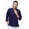 Venta al por mayor-Jersey para hombre Camisas de algodón de lino Manga tres cuartos Camisas de calidad para hombre de China Camisas de algodón ocasionales sólidas Hombres TS-151