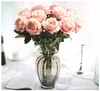 13 couleurs Vintage fleurs artificielles Rose 51 CM/20 pouces Rose Bouquets pour la décoration de Bouquet de mariage nuptiale
