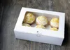 Nieuwe 50 stks Wit / Kraft Card Paper Cupcake Box 6 Cup Cake Houders Muffin Cake Dozen Dessert Draagbare Pakket Box Six Dray Gift Gunst