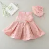 Latest set of one year old baby girl baptism dresses princess wedding vestidos tutu 2016 baby girl christening gown with hat