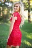 New Sexy Country Style Short Bridesmaid Dresses Red Lace Cap Sleeves Sweetheart Sheath Plus Size Maid of Honor Bridal Wedding Party Gowns