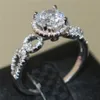 ヴィンテージ10ktホワイトゴールド充填4つの爪が入り込んだジルコンシミュレートダイヤモンド宝石カクテルリングフィンガーの結婚式の花嫁の宝石リー