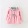 2016 New Autumn Winter Baby Girls Rabbit Ears Hooded Princess Jacket Coats Infant Girl Cotton Outwear Cute Kids Jackets Christmas Gifts