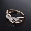 Pierścienie dla kobiet Valentine Present Moda Spirala CZ Crystal Gold-Color Mid Ring Cubic Cyrkonia Obietnica Biżuteria