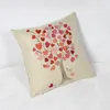 1x Vintage Composite Linen Cushion Case Heart Tree Painting Pillow Cover 42x42cm