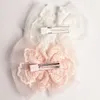 Lace Gauze Korea Style10pc / Lot Clips de cheveux Beau Gauze Bows Baby Kids Hairbands avec mini-coeurs Princess Bandeaux Bouides Blanc Hair