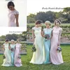 Frete Grátis Nova Menta Verde Amarelo Amarelo Dama de Honra Vestidos Bonitas Pastels Chiffon Lace Doméstica de Honra Vestidos de Festa de Casamento