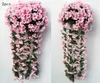 3pcs 31" Artificial Artificial Violet Wall Flower Bouquet Ivy Garland Silk Vine Greenery For Wedding Home Decorative