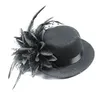 Neueste Frauen Braut Fascinator Mini Zylinder Hut Kappe Hochzeit Band Gaze Spitze Feder Blume Hüte Party Haarspangen Kappen Mode Haarschmuck