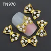 Wholesale- 10 Pcs/Lot 3D Nails Charms Jewelry Alloy Bow Tie With Pendant Glitter Crystal Rhinestones Decorations For Nail Art TN969-978