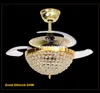 42 inch Modern Ceiling Fans Lights 220V 110V Remove Control Invisible Fan with Crystal Lighting