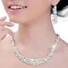 Bling Silver Crystal Bridal Sieraden Geplateerde Ketting Diamant Oorbellen Bruiloft Sieraden Sets Voor Bruid Bruidsmeisjes Dames Bridal Accessoires