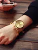 2017 Luxury Golden Women Dress Orologi da polso Brand Ladies Ultra Slim Maglia in acciaio inossidabile Mini Bracciale Oro Quarzo Ore Shi294r