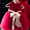 Semplice tutù rosso vestito estivo fiore lvory per 80-140 cm neonate festa di nozze, 1-10 anni bambino primo compleanno vestidos