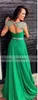 2019 En linje Chiffon Emerald Green Ruffles Evening Dresses Beaded Formal Custom Made Backless High Neck Long Prom -klänningar Capped Slee2545838