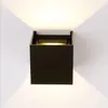 Cubo impermeável moderno Ajuste a lâmpada de parede LED externa de 12W de 12W IP65 Luzes de parede de alumínio da varanda do jardim Decoração de scone Light2963675