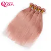 Tesse Dreaming Queen Capelli Rosa solido Ombre Brasiliano Lisci Capelli umani vergini Fasci di tessuto Estensioni dei capelli Peachy R 3 pacchi Sh libero