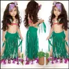 PrettyBaby Kids Girls Bikini Baddräkt Sol-Top + Byxor + TASSEL Kjol 3 st Set Passar Flickor Mermaid Swimming Bath Wear PT0390 # MI