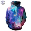 Partihandel - Mr.1991inc Brand Trucker Män / Kvinnor Space Galaxy 3D Print Hoodie Sweatshirts With Cap Autumn Couples Hoody Tops Moletom