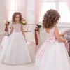 Personalizado feita rosa linda flor meninas vestidos para casamentos bonitos meninas formais vestidos fofos cetim inchado tulle conceito vestido sprin