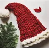 Nowa Boże Narodzenie Wełniana Przędza Dekoracje Ozdoby Ozdoby Święty Mikołaj Kapelusze Rodzina Crochet Caps Skullies Czapki Czapka