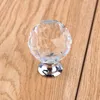 Fashion deluxe clear crystal dresser kitchen cabinet door handles silver glass drawer cupboard knobs pulls modern simple chrome