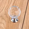 Fashion deluxe clear crystal dresser kitchen cabinet door handles silver glass drawer cupboard knobs pulls modern simple chrome