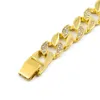 Men Hip Hop Miami Cuban Link CZ Bracciale Tennis 14mm ghiacciato mezza pietra oro placcata 7 8 9inches2414