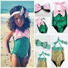 무료 UPS DL SHIP 2016 새로운 어린이 소녀 작은 인어 비키니 양복 수영 의상 수영복 수영복 귀여운 머리띠 2-7 년
