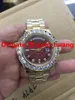 Luxe 43mm Gold Big Diamond Mechanical Man Watch (Blue, Black, Green, Claret Gules) Kies automatische horloges voor roestvrij staal